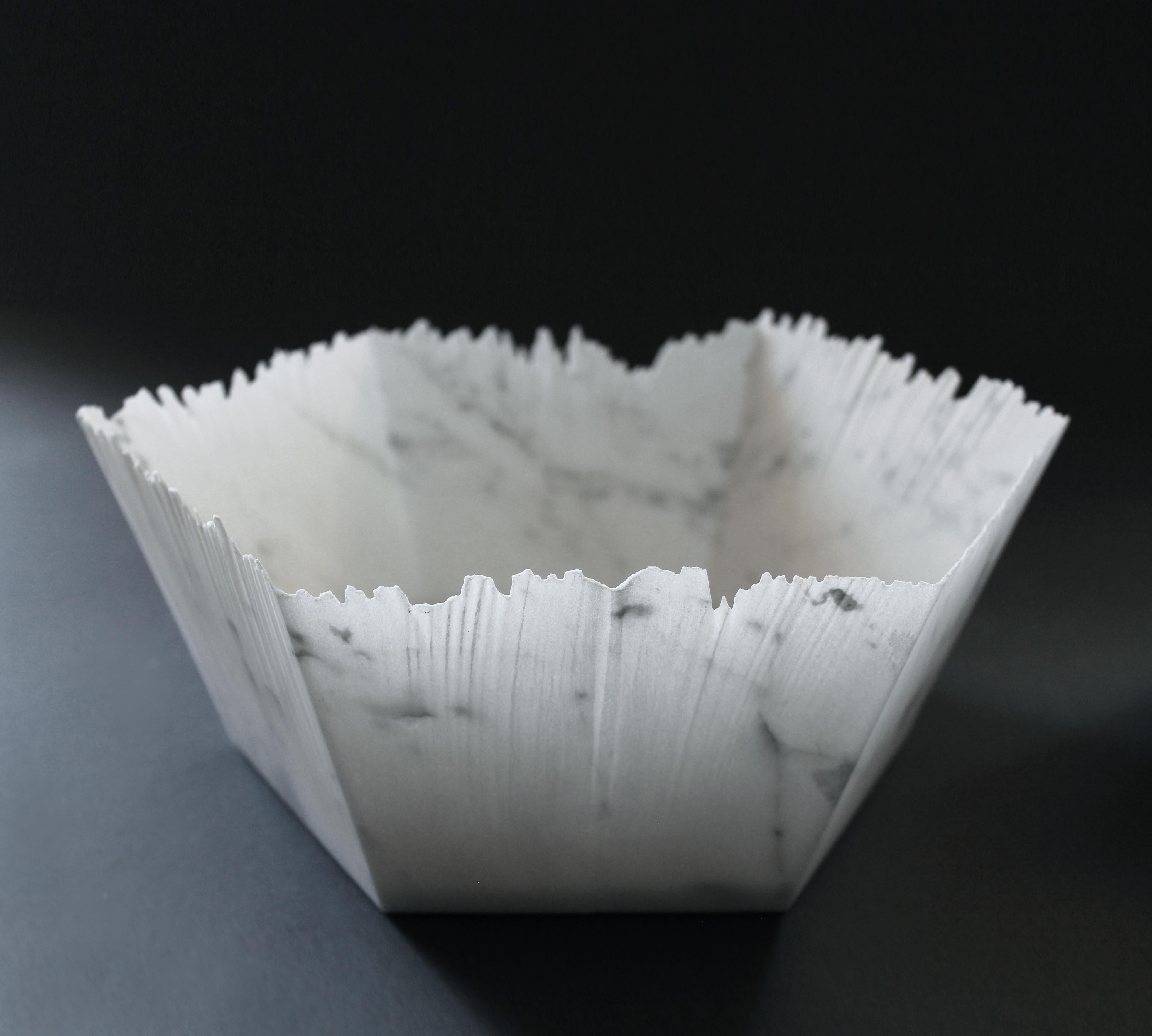 Drap A Hexagonal Decorative Bowl in White Carrara Marble by Bufalini Marmi im Angebot 8