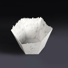Drap A Hexagonal Decorative Bowl in White Carrara Marble by Bufalini Marmi