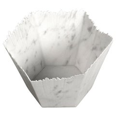 Drap A Hexagonal Decorative Bowl in White Carrara Marble by Bufalini Marmi