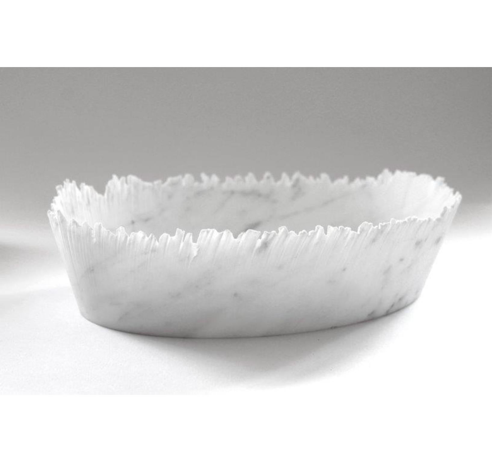 Drap B Oval Decorative Bowl in White Carrara Marble by Bufalini Marmi (Italienisch) im Angebot