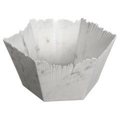 Drap C Hexagonal Decorative Bowl in White Carrara Marble by Bufalini Marmi
