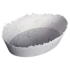 Drap C Oval Decorative Bowl in White Carrara Marble by Bufalini Marmi