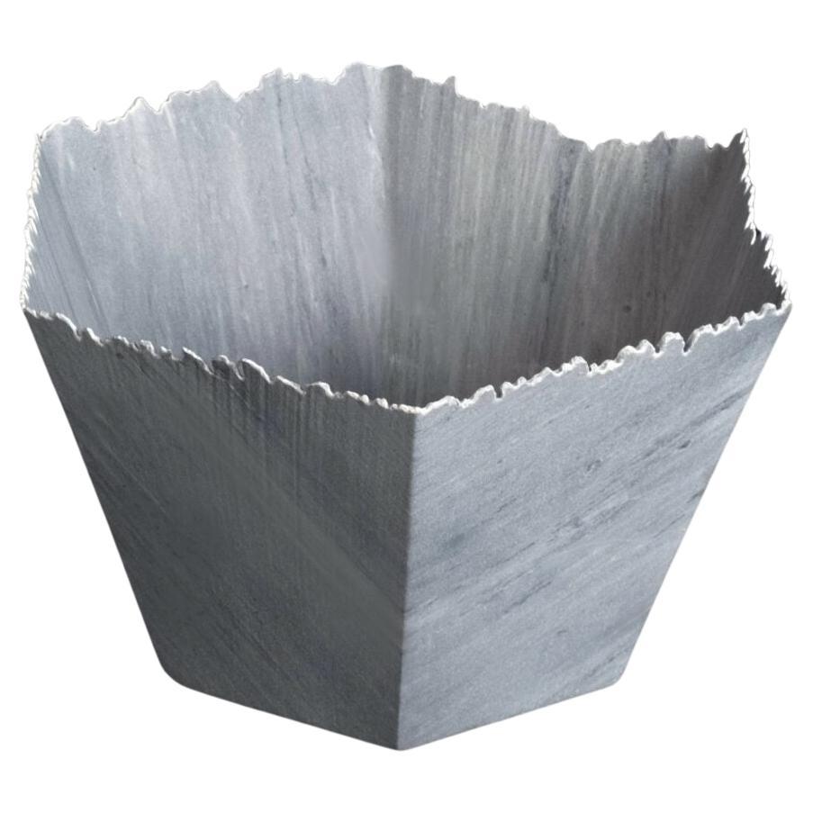 Drap F Hexagonal Decorative Bowl in Bardiglio Marble by Bufalini Marmi