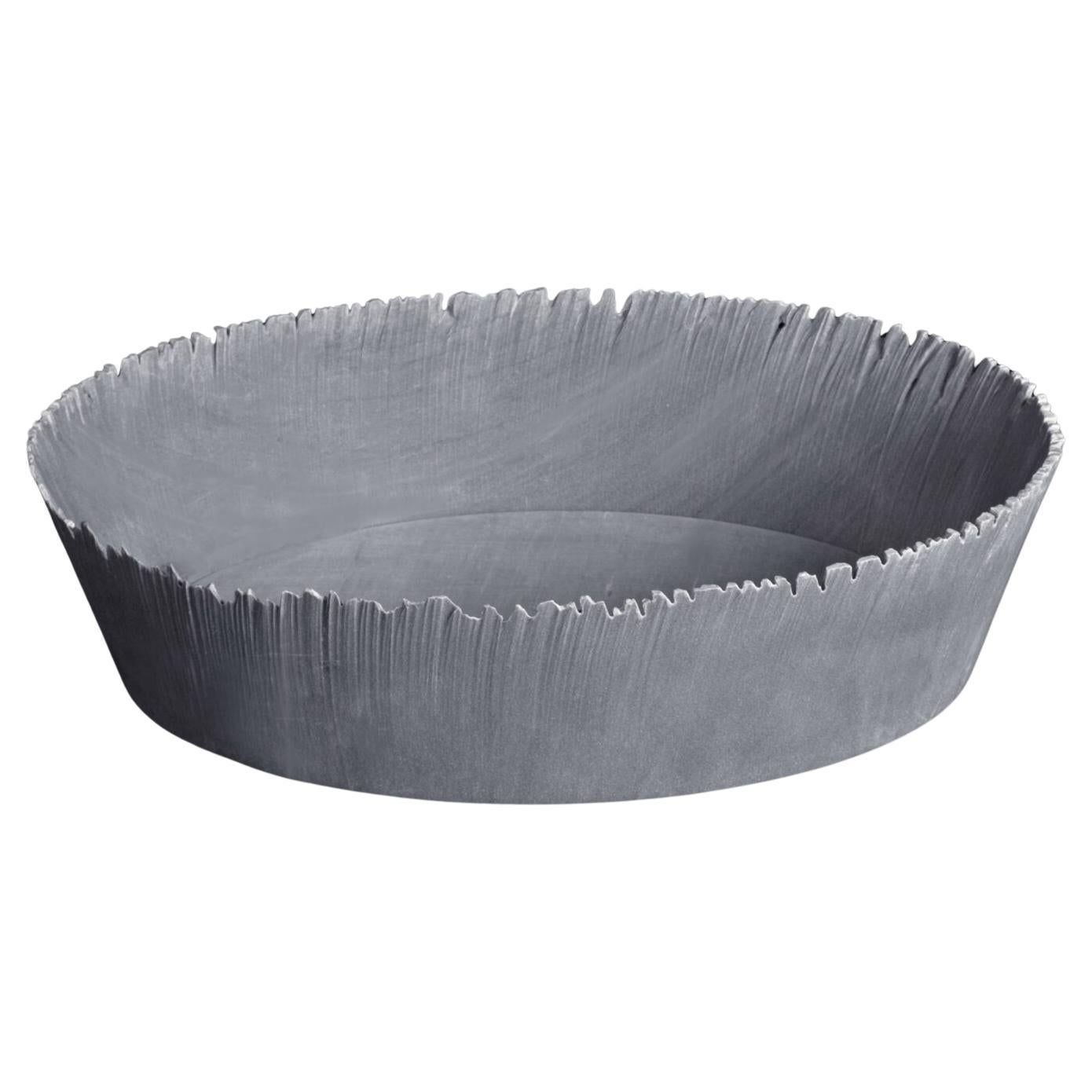 Drap F Oval Decorative Bowl in Bardiglio Marble by Bufalini Marmi