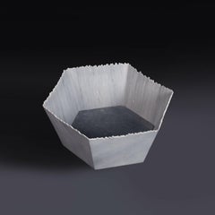 Drap H Hexagonal Decorative Bowl in Bardiglio Marble by Bufalini Marmi