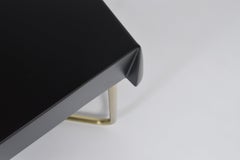 Metal Coffee Table with Formed Black Drape Top and Brass Base by Debra Folz