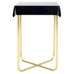 Metal Side Table with Formed Black Drape Top and Brass Base by Debra Folz