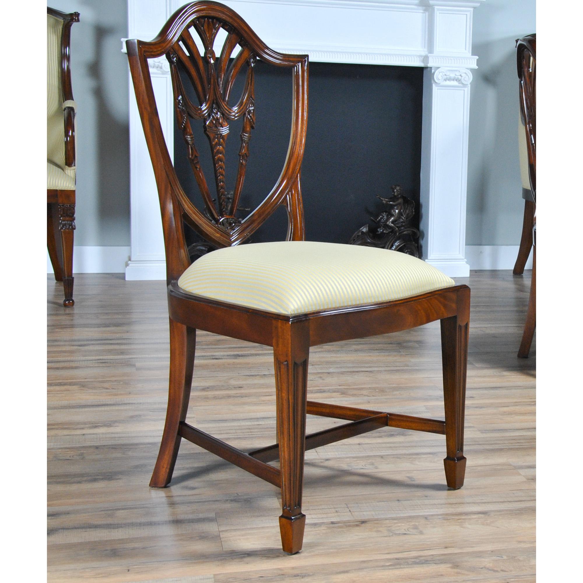 Drape Carved Shield Back Chairs, Set of 10  For Sale 7