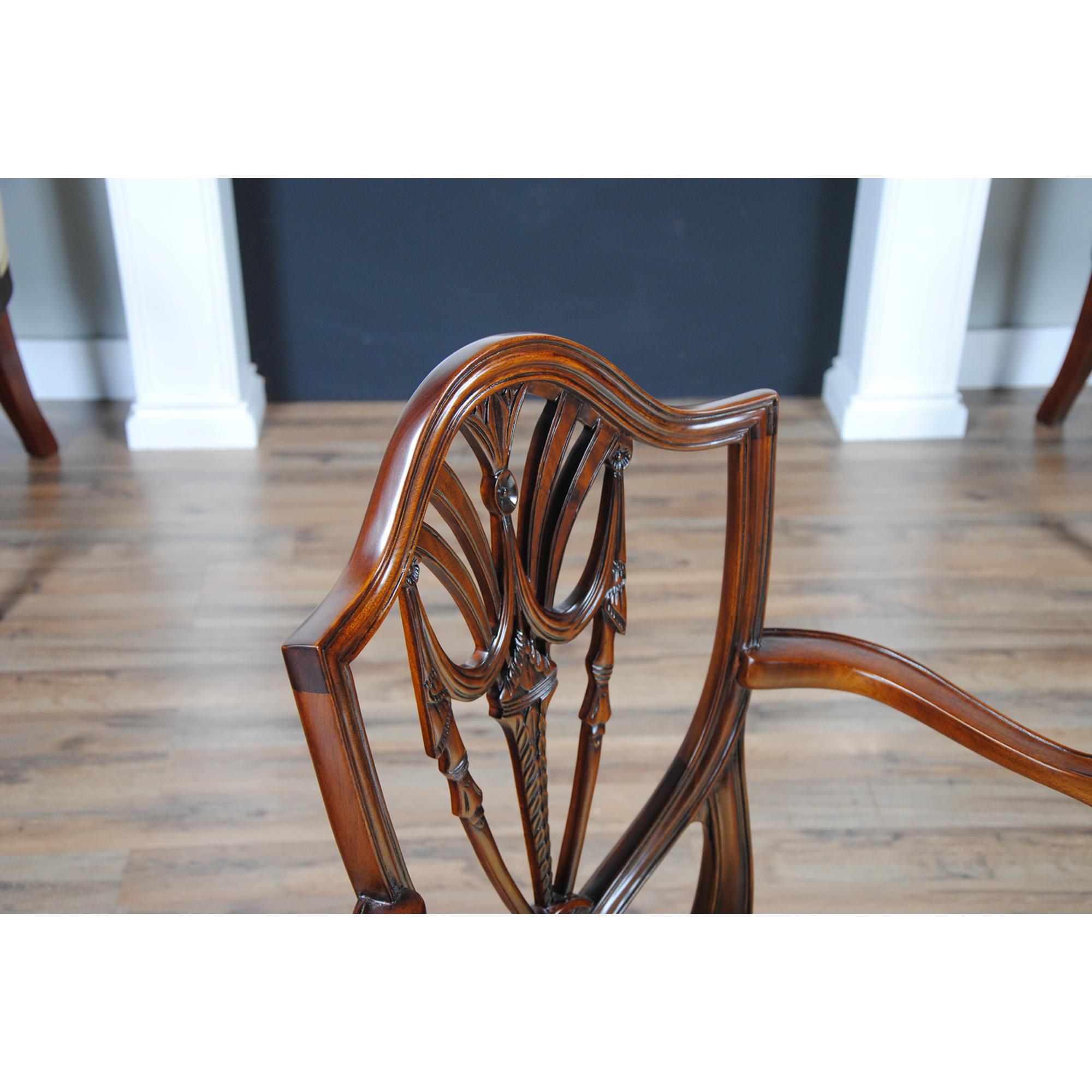 Drape Carved Shield Back Chairs, Set of 10  In New Condition For Sale In Annville, PA