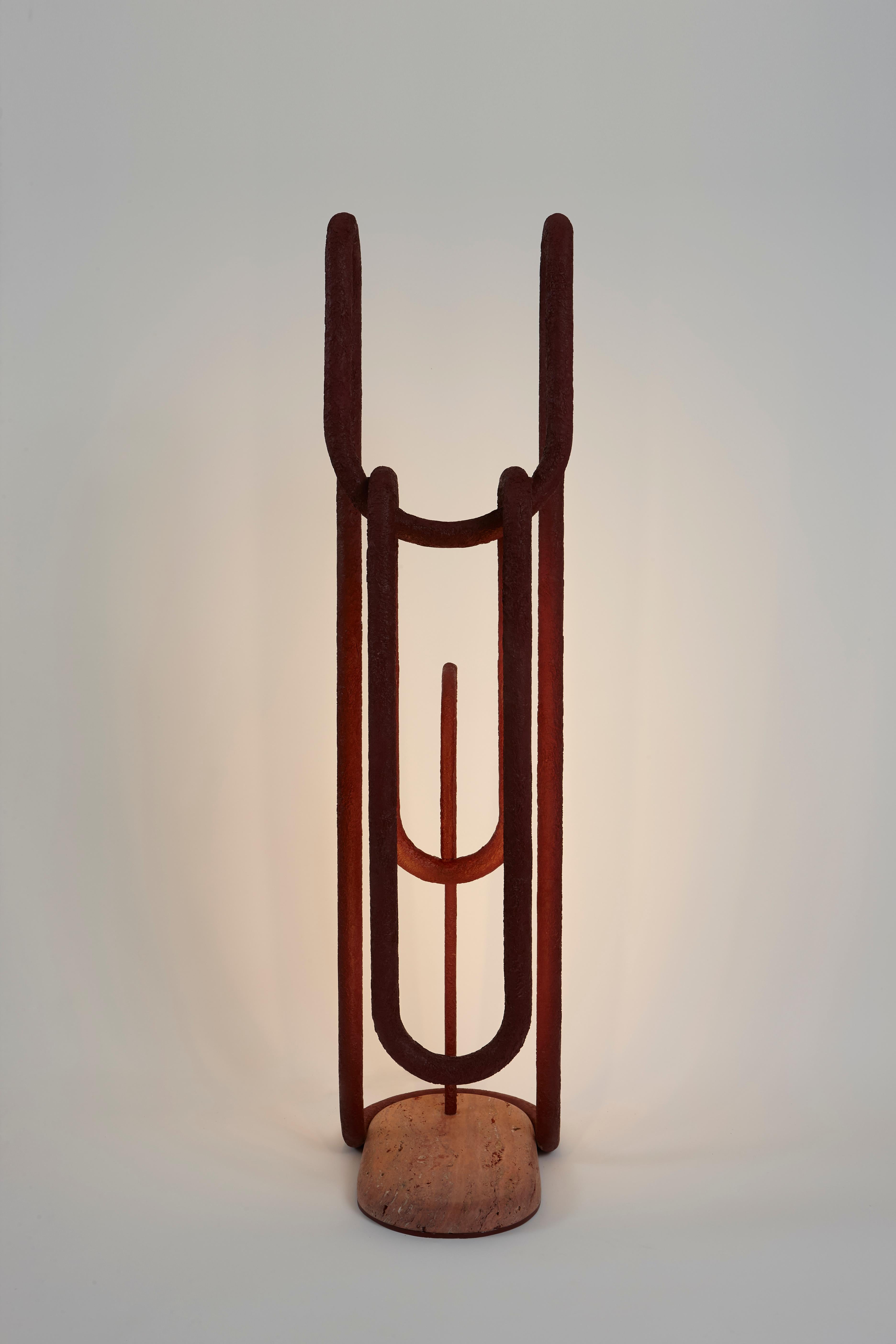 Drape Floor Lamp by Studio Bazazo
Dimensions: D 61,5 x W 40 x H 170 cm. 
Materials: Steel, sand, and plaster mixture.

All our lamps can be wired according to each country. If sold to the USA it will be wired for the USA for instance. Please contact