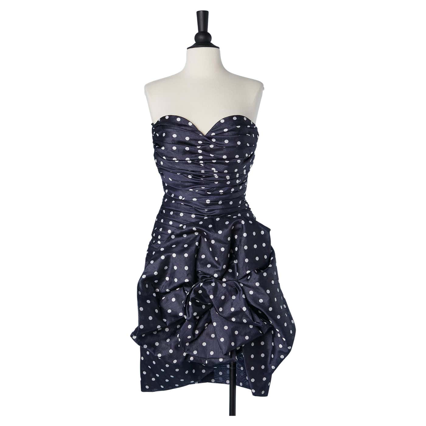 Women Black White Polka Dots Dress with Sash A-Line V-Neck Vintage Holiday Dress Women Black White Polka Dots Dress with Sash A-Line V-Neck Vintage Holiday Dress