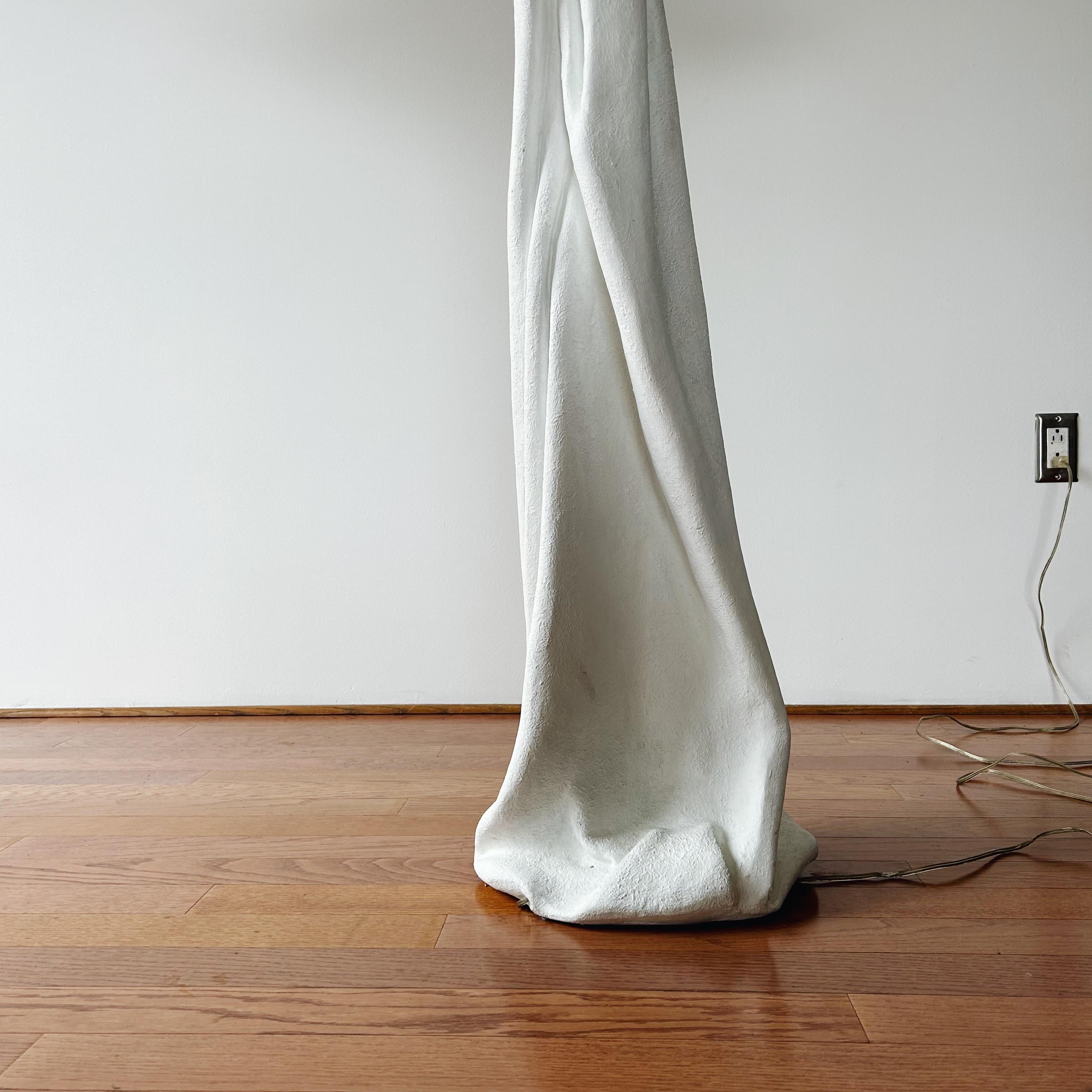 Hand-Woven Drape Plaster Floor Lamp with Woven Shade