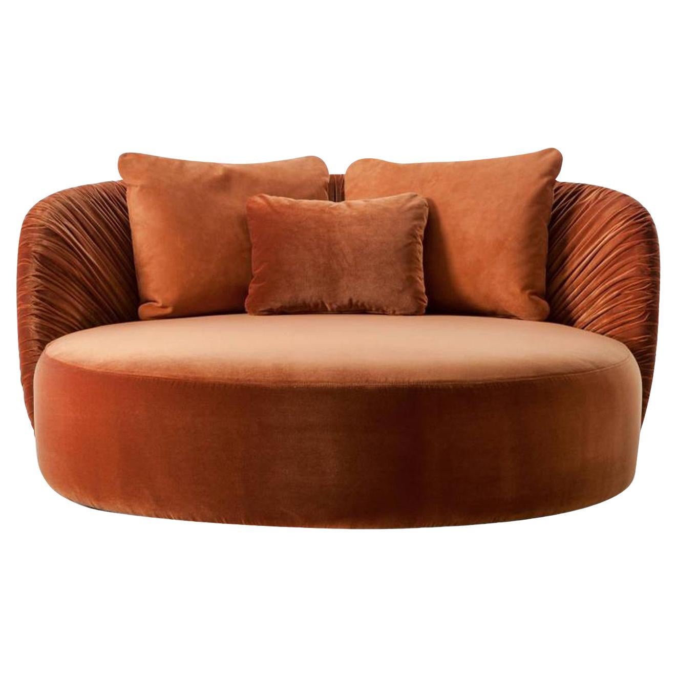 Drapé Round Orange Sofa For Sale
