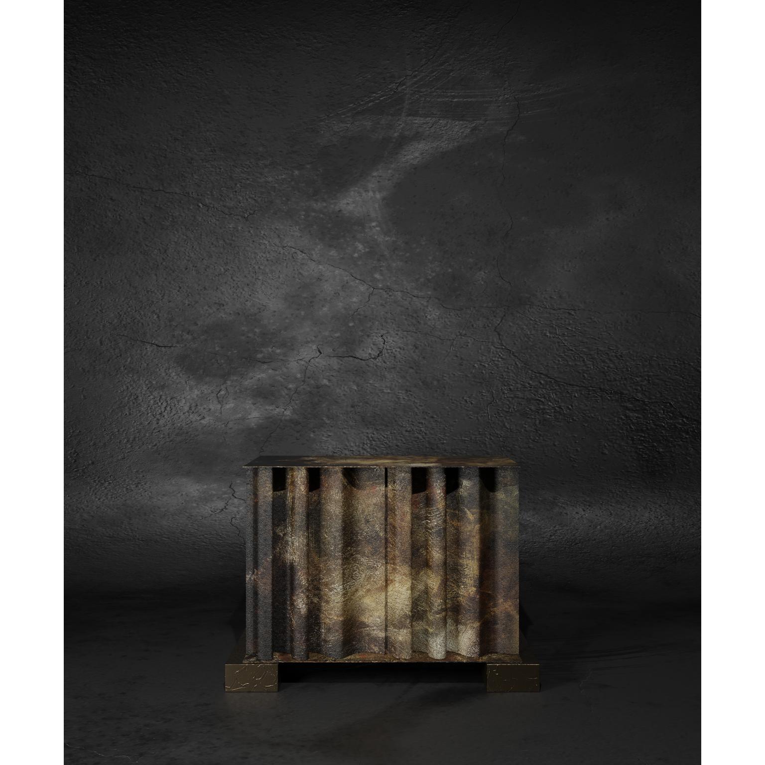 Drape Sideboard by Three One Four Studio
Unique Piece.
Dimensions: D 50 x W 150 x H 80 cm.
Materials: Carbon fiber, cast bronze, acrylic, and lacquer.

THREE ONE FOUR studio was born from the symbiotic relationship between Furniture and Product
