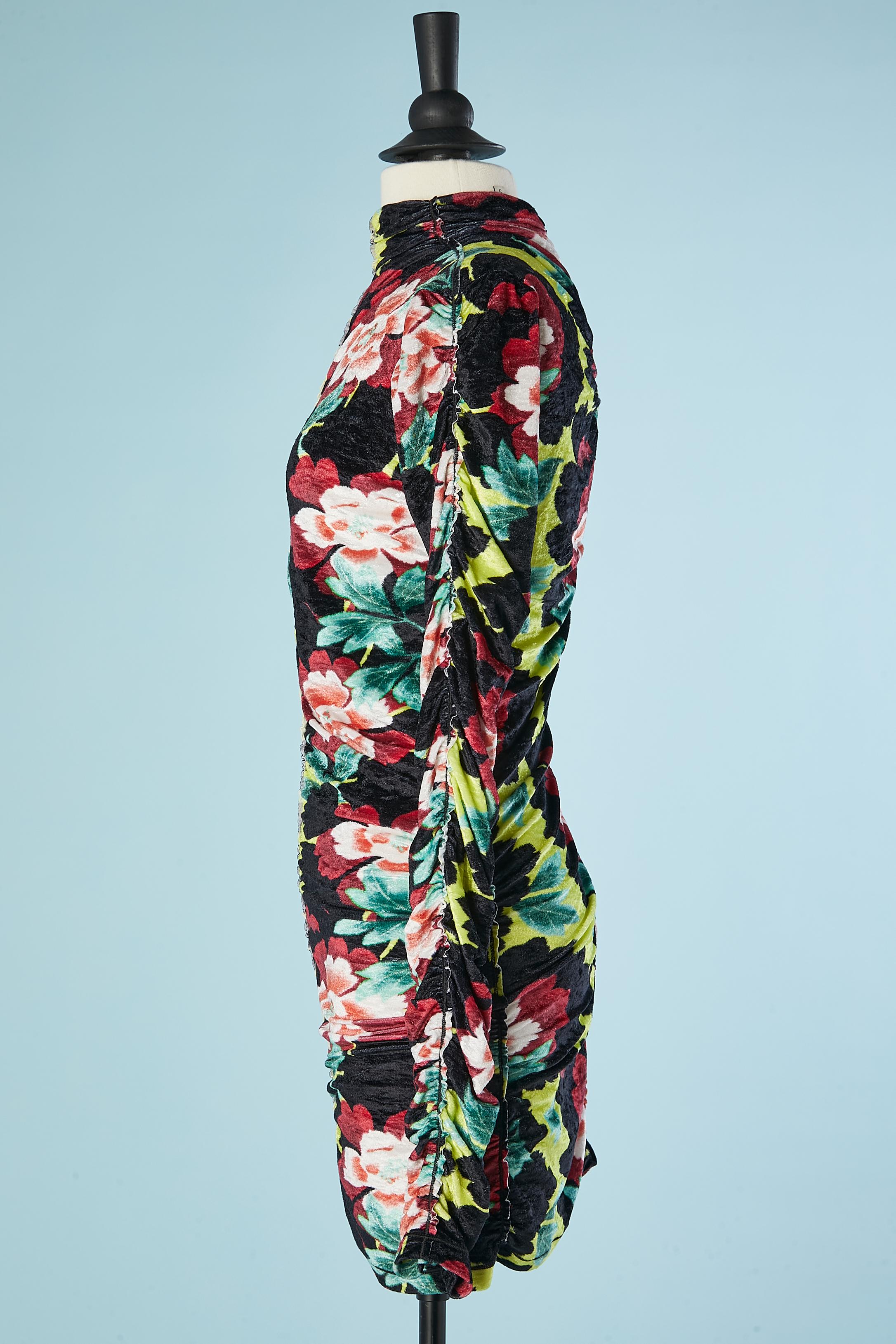Women's Drape stretch jersey velvet with flower print dress Kenzo 