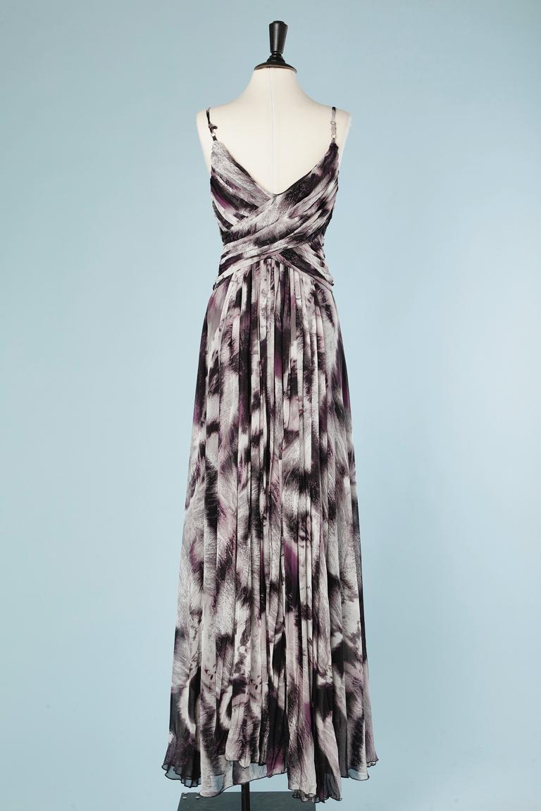 Draped and printed long evening dress Roberto Cavalli  For Sale 2