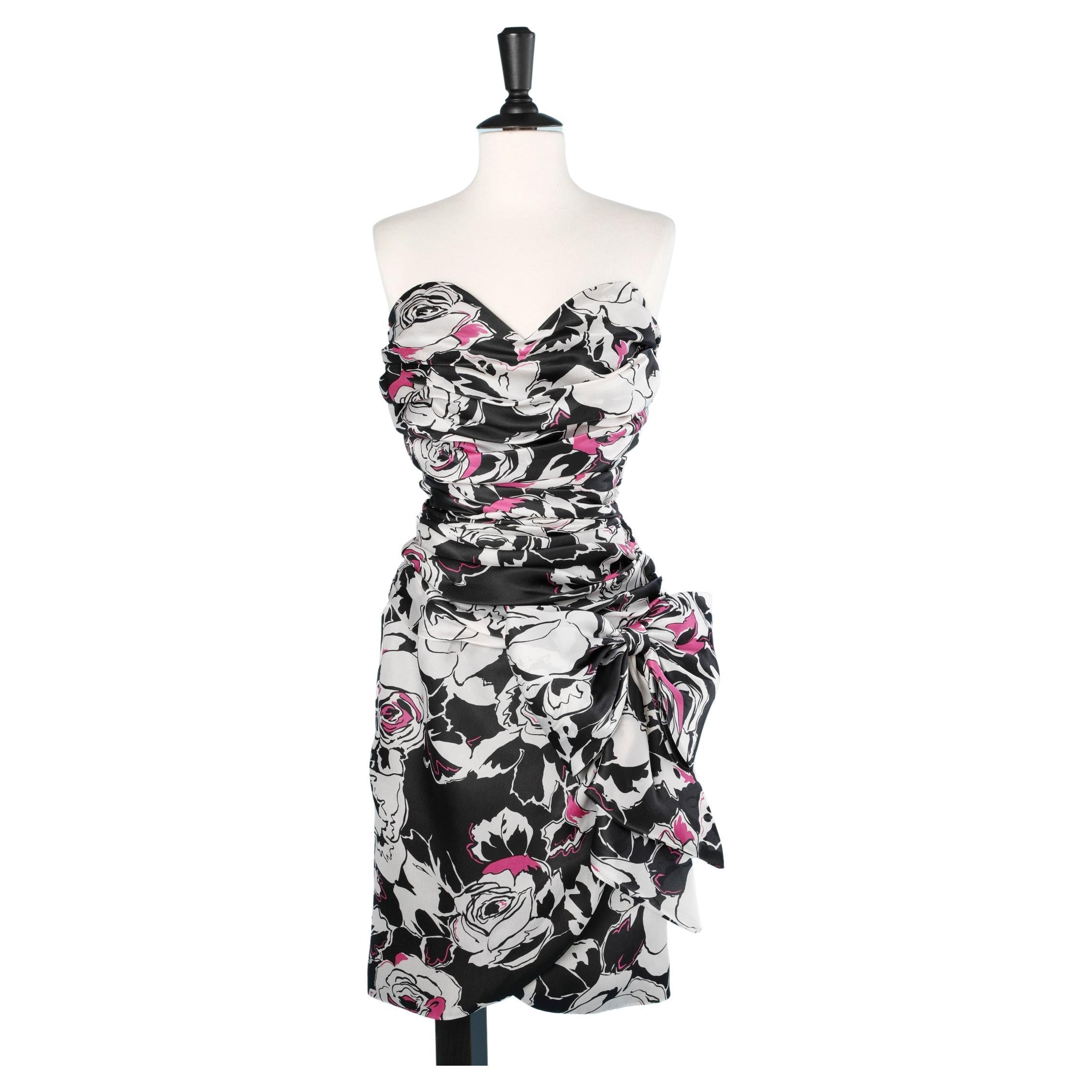 Draped and printed organza bustier cocktail dress C.D de Christian Dior 