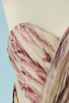 Draped and printed tulle asymmetrical cocktail dress RAFAEL CENNAMO