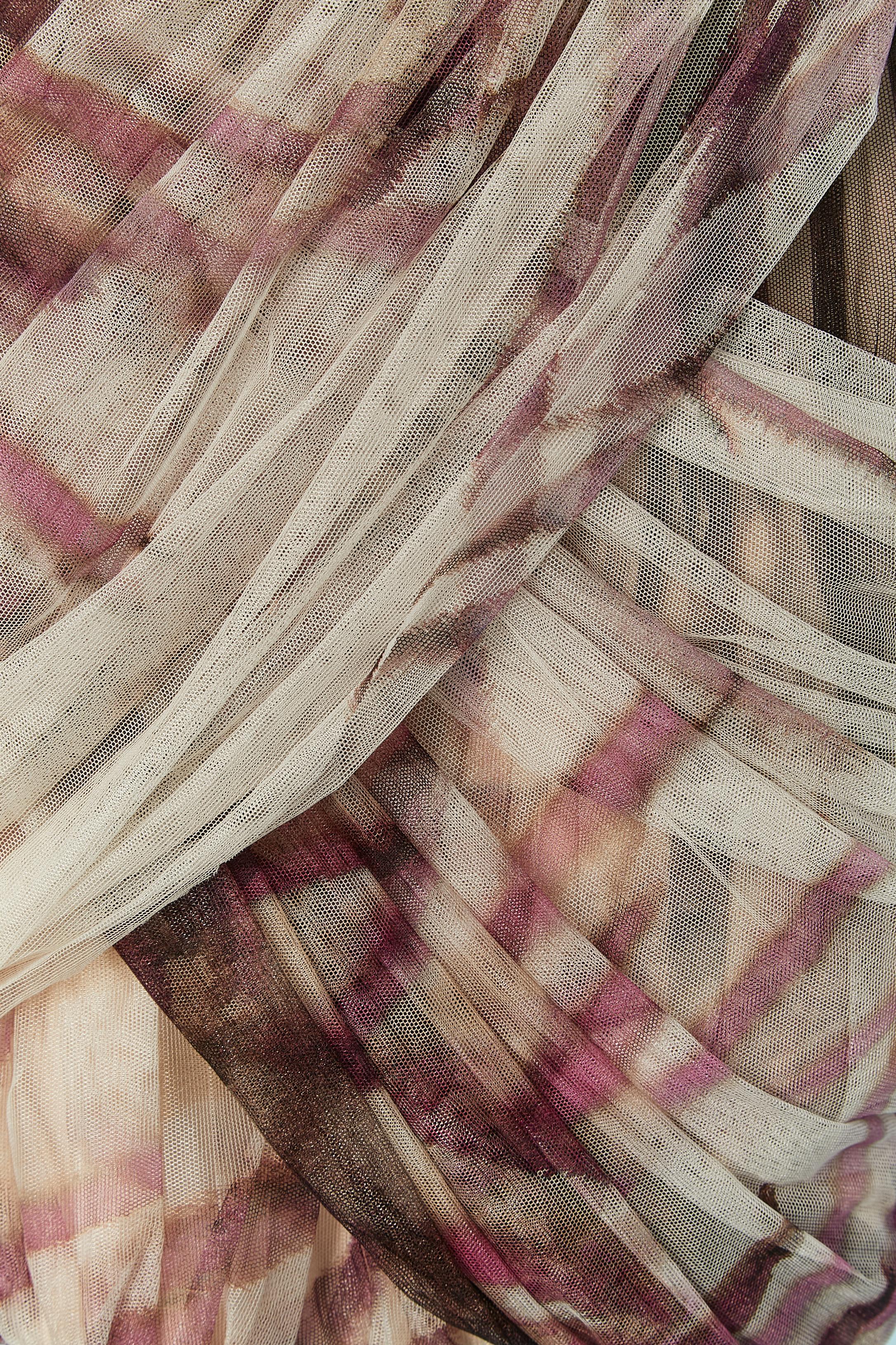 Brown Draped and printed tulle asymmetrical cocktail dress RAFAEL CENNAMO For Sale