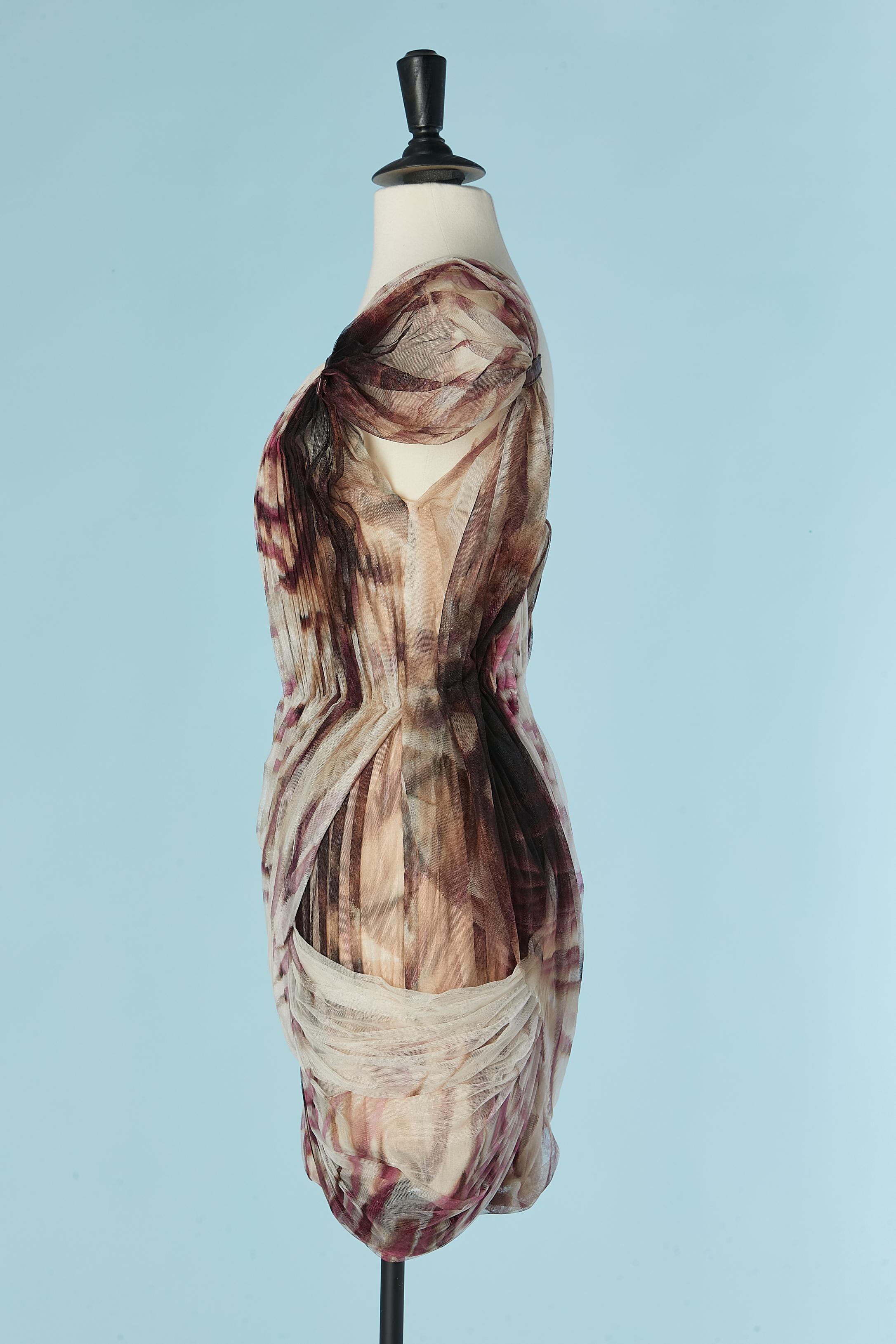 Women's Draped and printed tulle asymmetrical cocktail dress RAFAEL CENNAMO For Sale