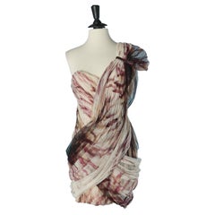 Asymmetrisches drapiertes und bedrucktes Tüll-Cocktailkleid RAFAEL CENNAMO