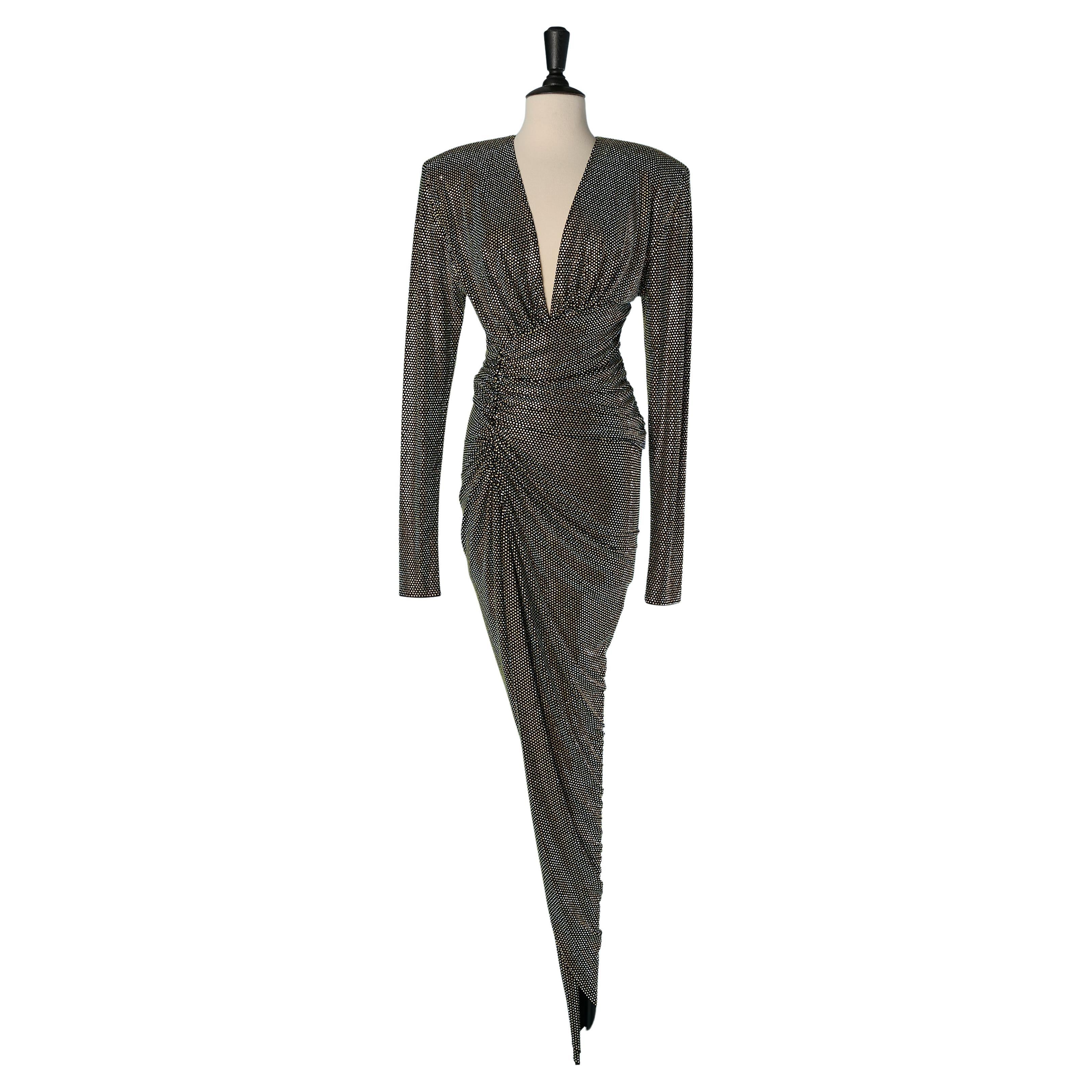 Robe de soirée drapée et enveloppée avec strass ALEXANDRE VAUTHIER New