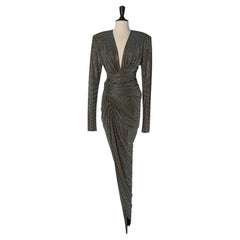 Vestido de noche drapeado y envuelto con pedrería ALEXANDRE VAUTHIER Nuevo