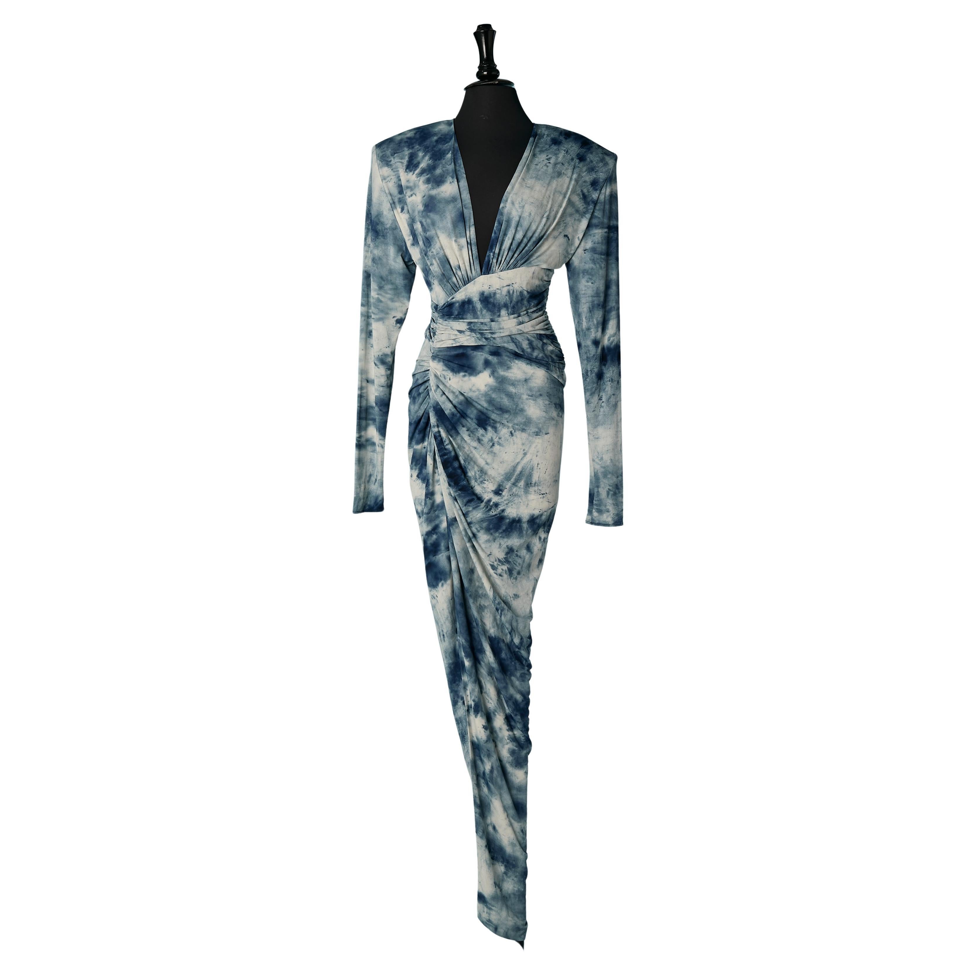 Draped and wrapped evening dress with taÏ & dye print ALEXANDRE VAUTHIER For Sale