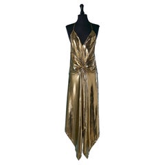 Draped backless asymmetrical gold jersey dress ALEXANDRE VAUTHIER
