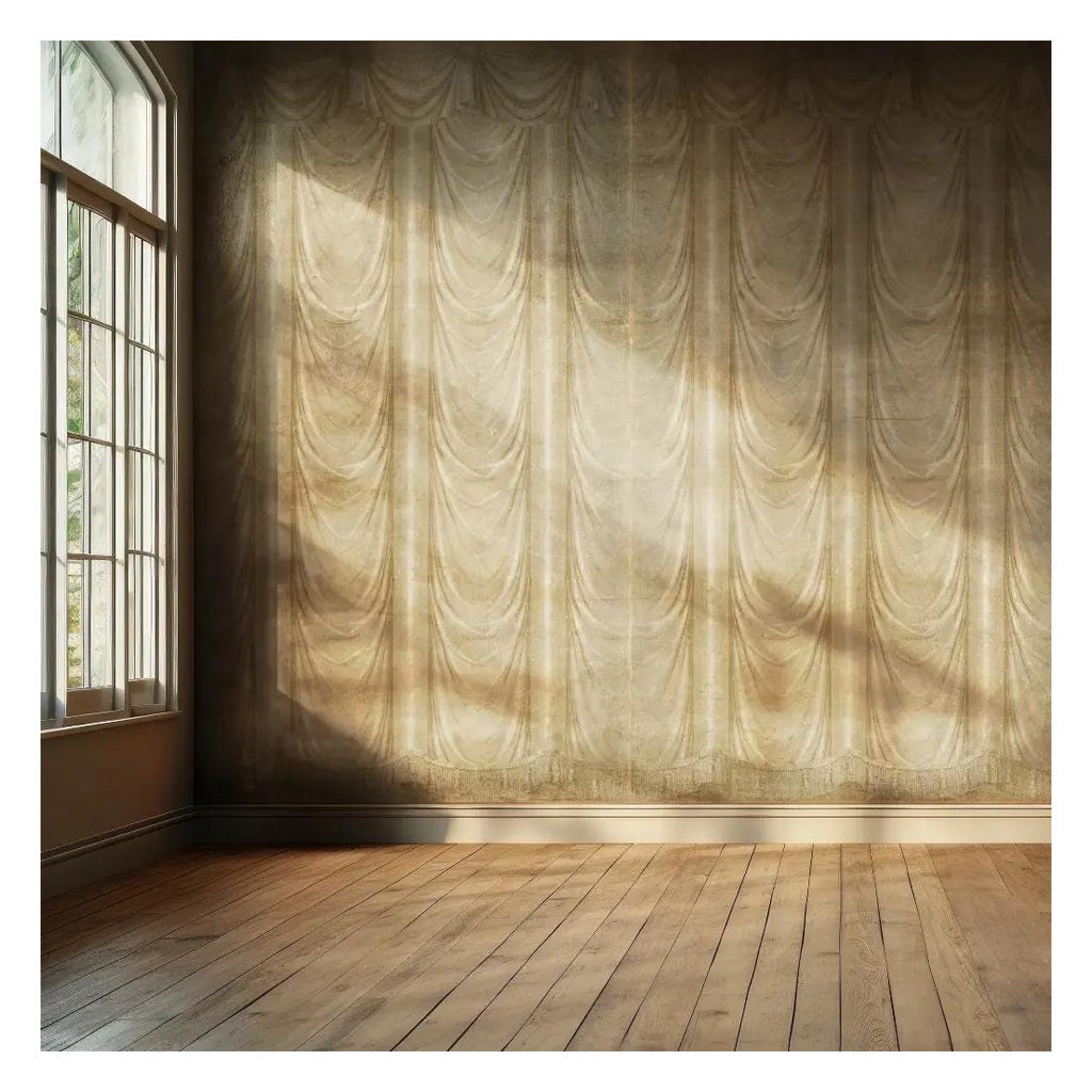 Draped Beige – Panoramic Wallpaper on Antique-Style Paper in vendita