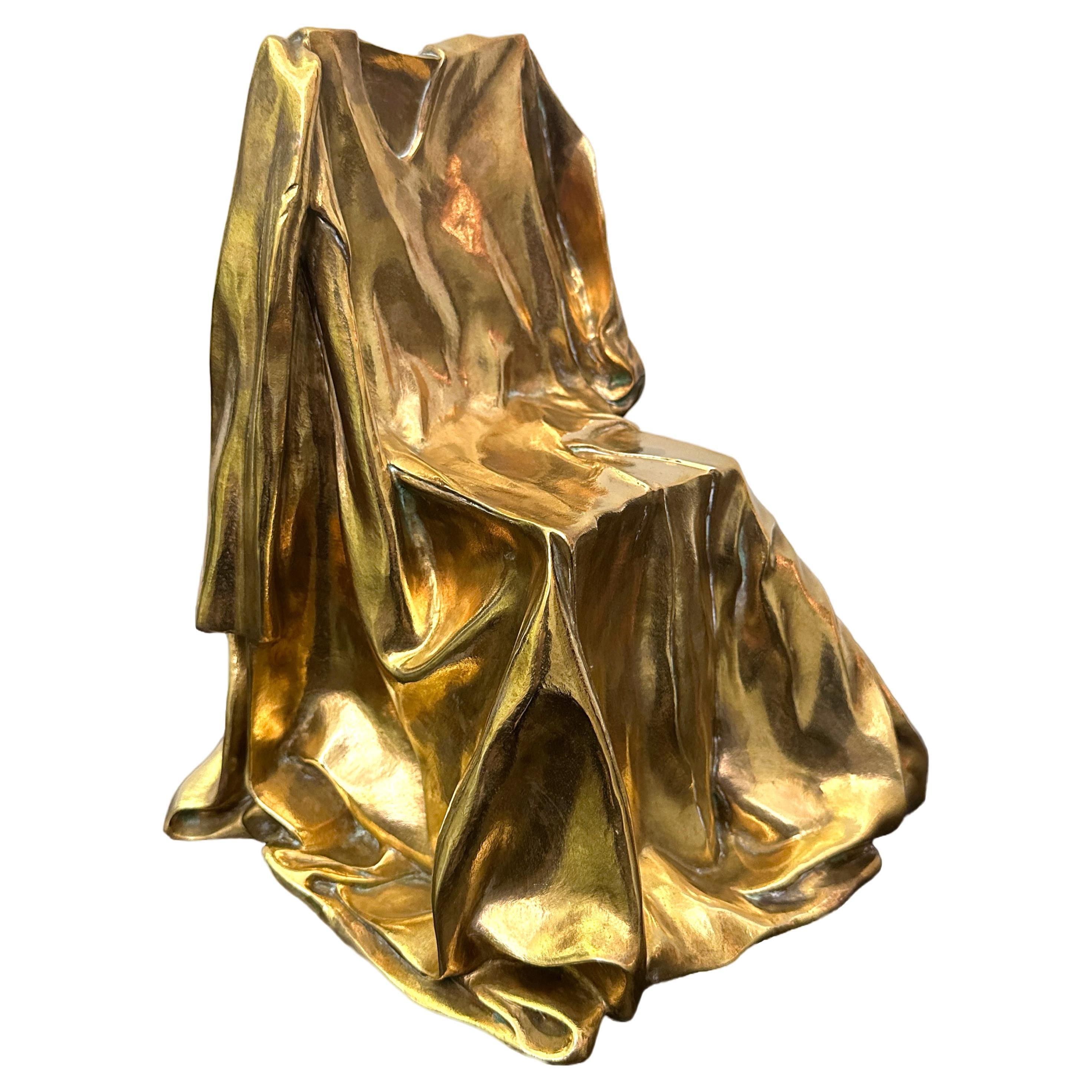 "Draped Chair" Gilt Bronze Sculpture by Marina Karella, Mid-20th Century For Sale