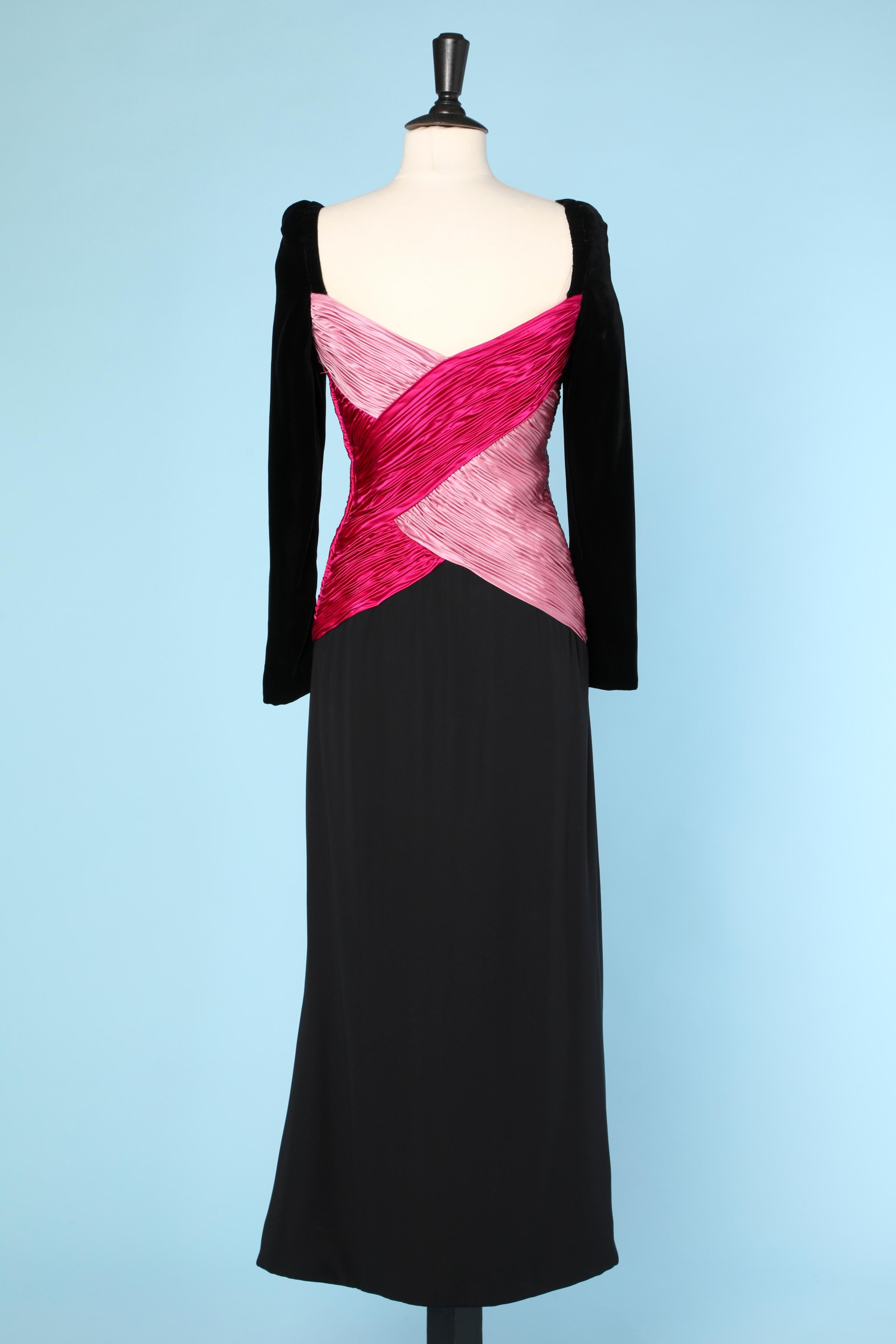 Women's Draped Cocktail dress in pink silk and velvet Valentino Boutique 