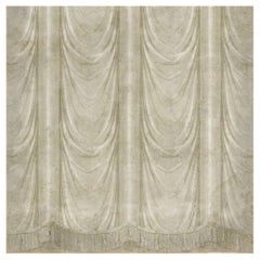 Draped Decorative Panoramic Wallpaper in Vintage-Style Paper, Grey Color