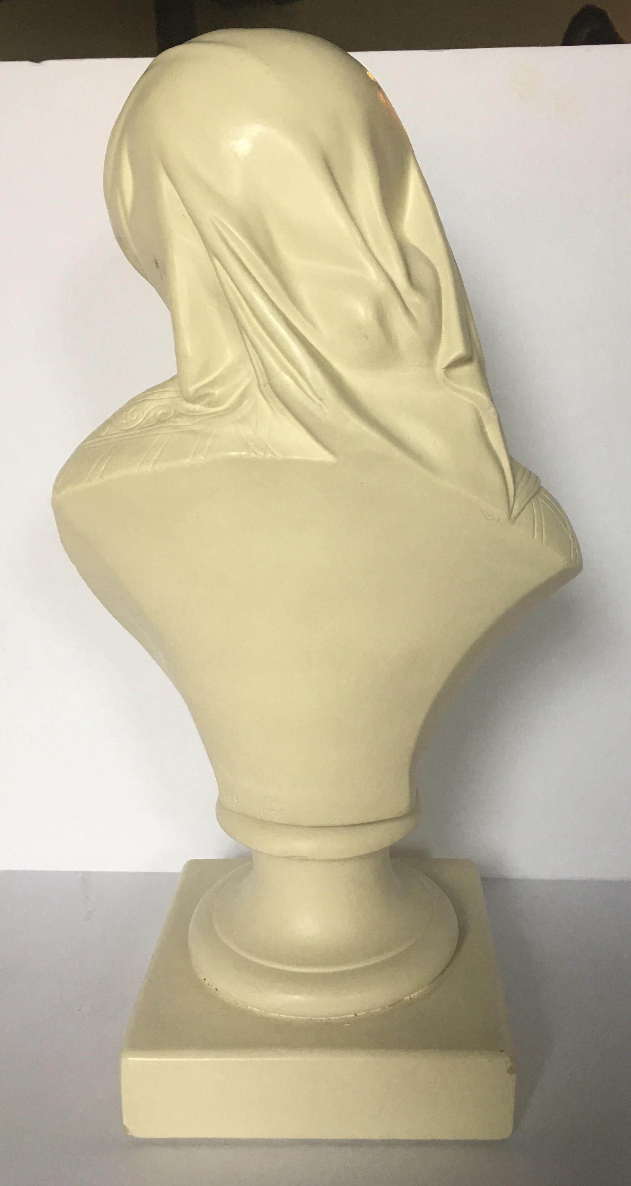 Draped Veil Female Bust Sculpture by Alva Studios In Good Condition In Lambertville, NJ