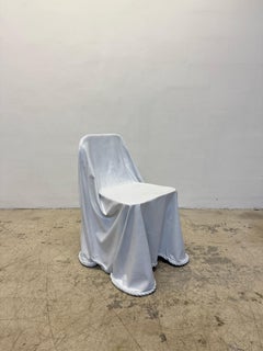 Draped Fiberglass Matte White Occasional Chair in the Style of Dickinson