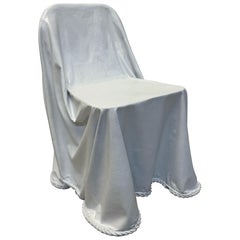 Draped Fiberglass Matte White Occasional Chair in the Style of Dickinson
