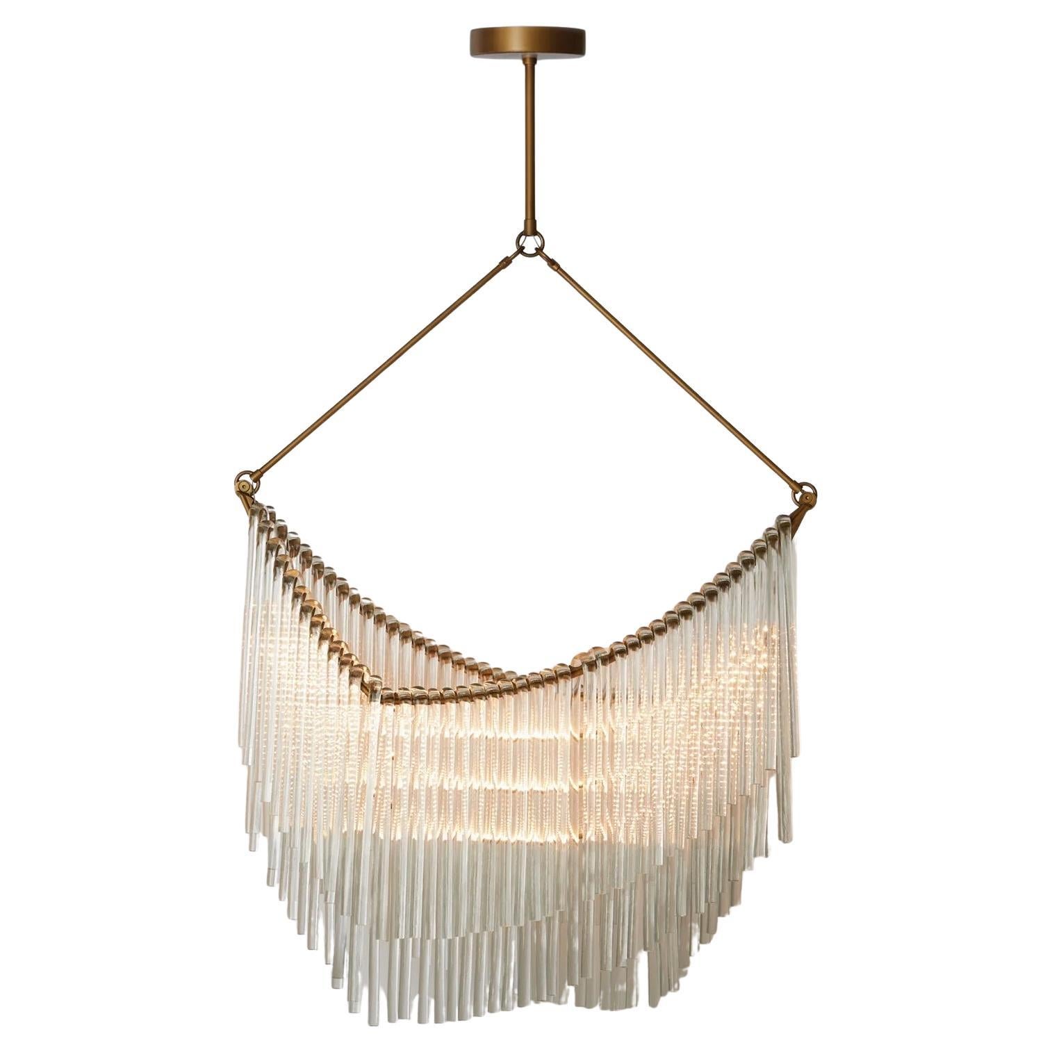 Draped Glass Fringe Chandelier For Sale