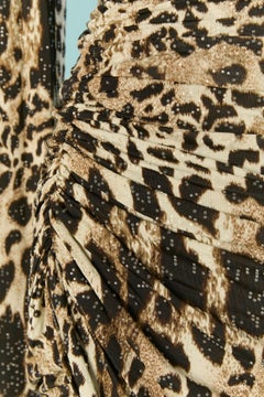 Vestido de cóctel drapeado de punto con estampado animal y caída brillante ALEXANDRE VAUTHIER