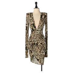 Vestido de cóctel drapeado de punto con estampado animal y caída brillante ALEXANDRE VAUTHIER