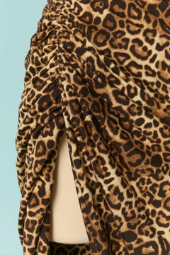 Abito da cocktail in jersey drappeggiato con spacco e stampa animalier Alexandre Vauthier
