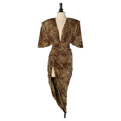 Vestido de cóctel de punto drapeado con abertura y estampado animal ALEXANDRE VAUTHIER