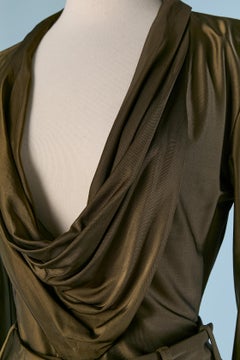 Draped kaki jersey top and trouser ensemble ALEXANDRE VAUTHIER