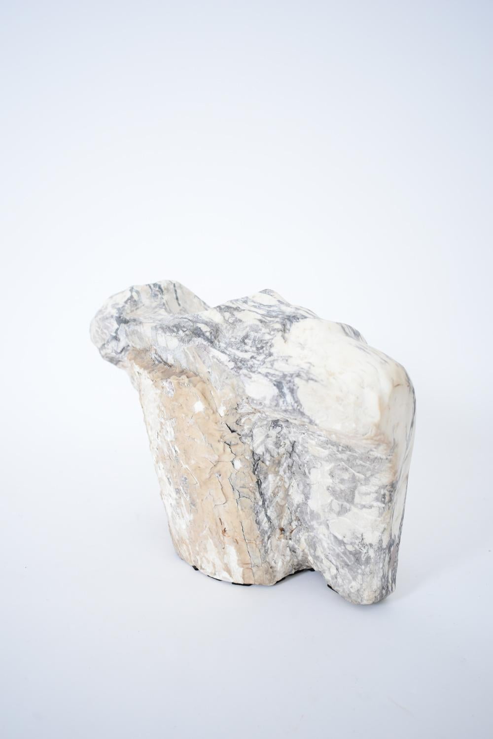 Scultura neoclassica di busto in marmo di Breccia Capraia con drappeggio. Italia, XIX secolo.