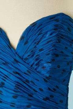 Draped mini bustier dress in silk chiffon with Polka dot Vicky Tiel for N Marcus