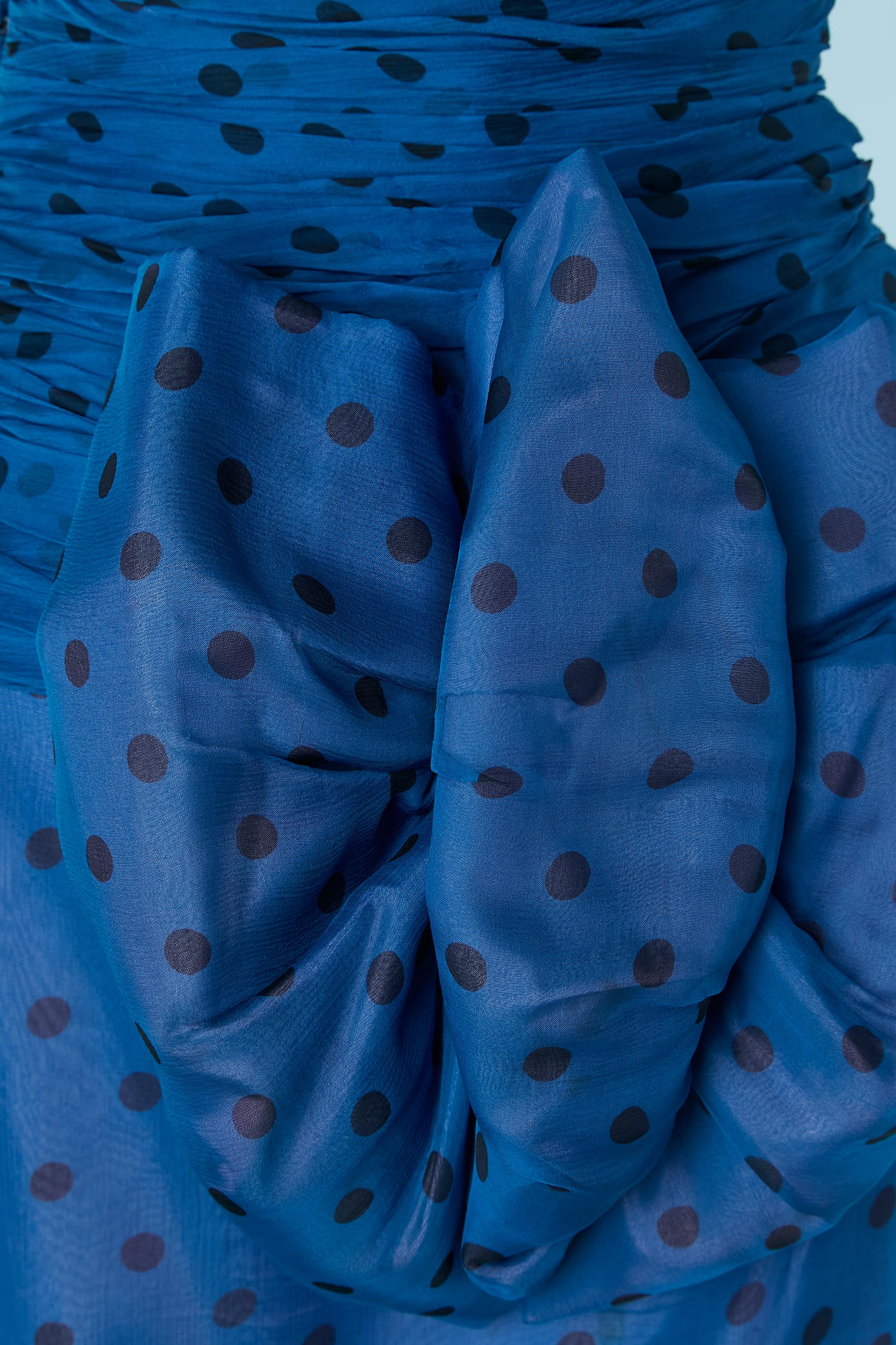 Draped mini bustier dress in silk chiffon with Polka dot Vicky Tiel for N Marcus For Sale 1