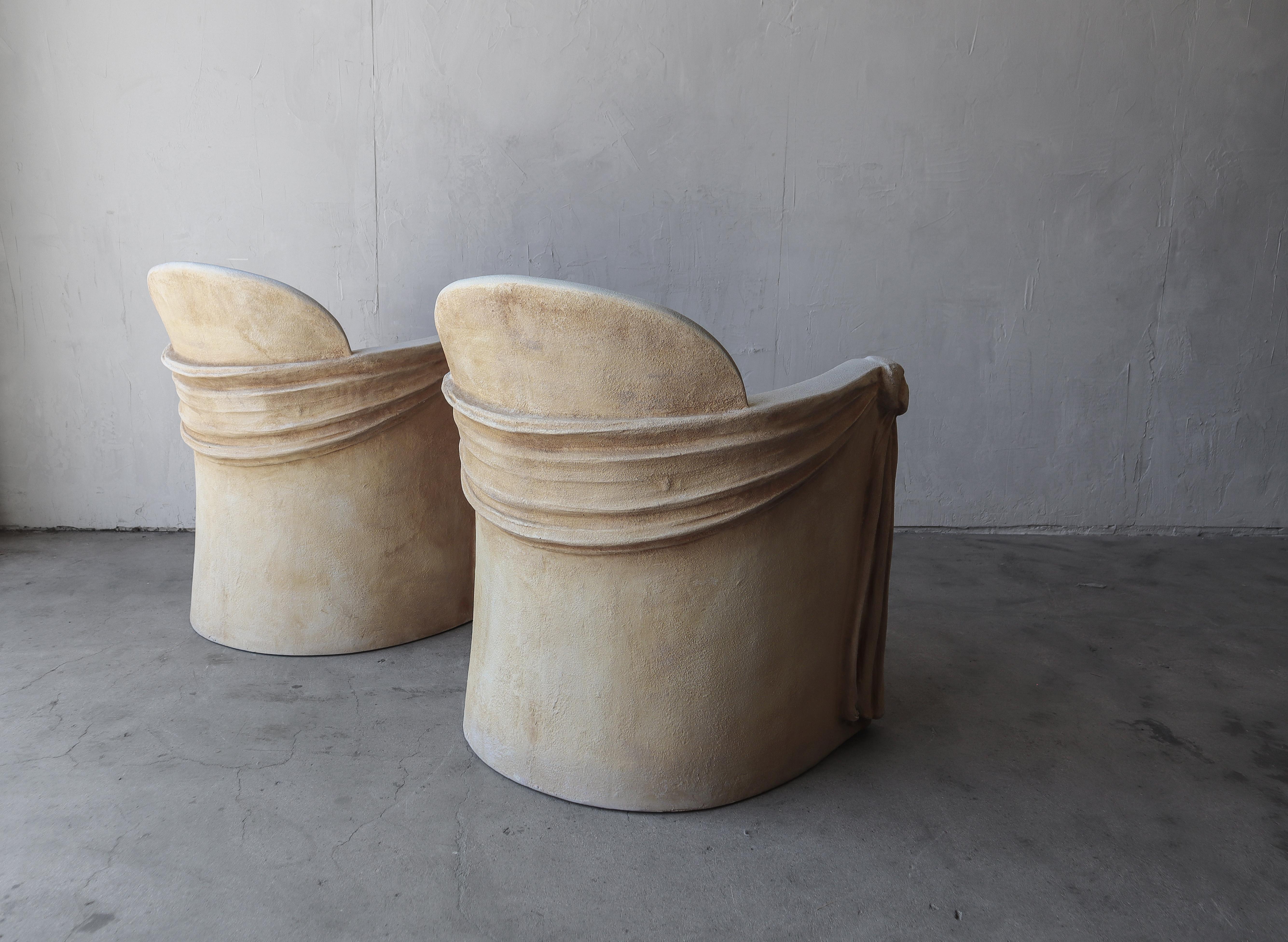 20th Century Draped Plaster and Fiberglass Chairs For Sale