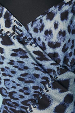 Draped printed jersey dress with gold metal ring ROBERTO CAVALLI