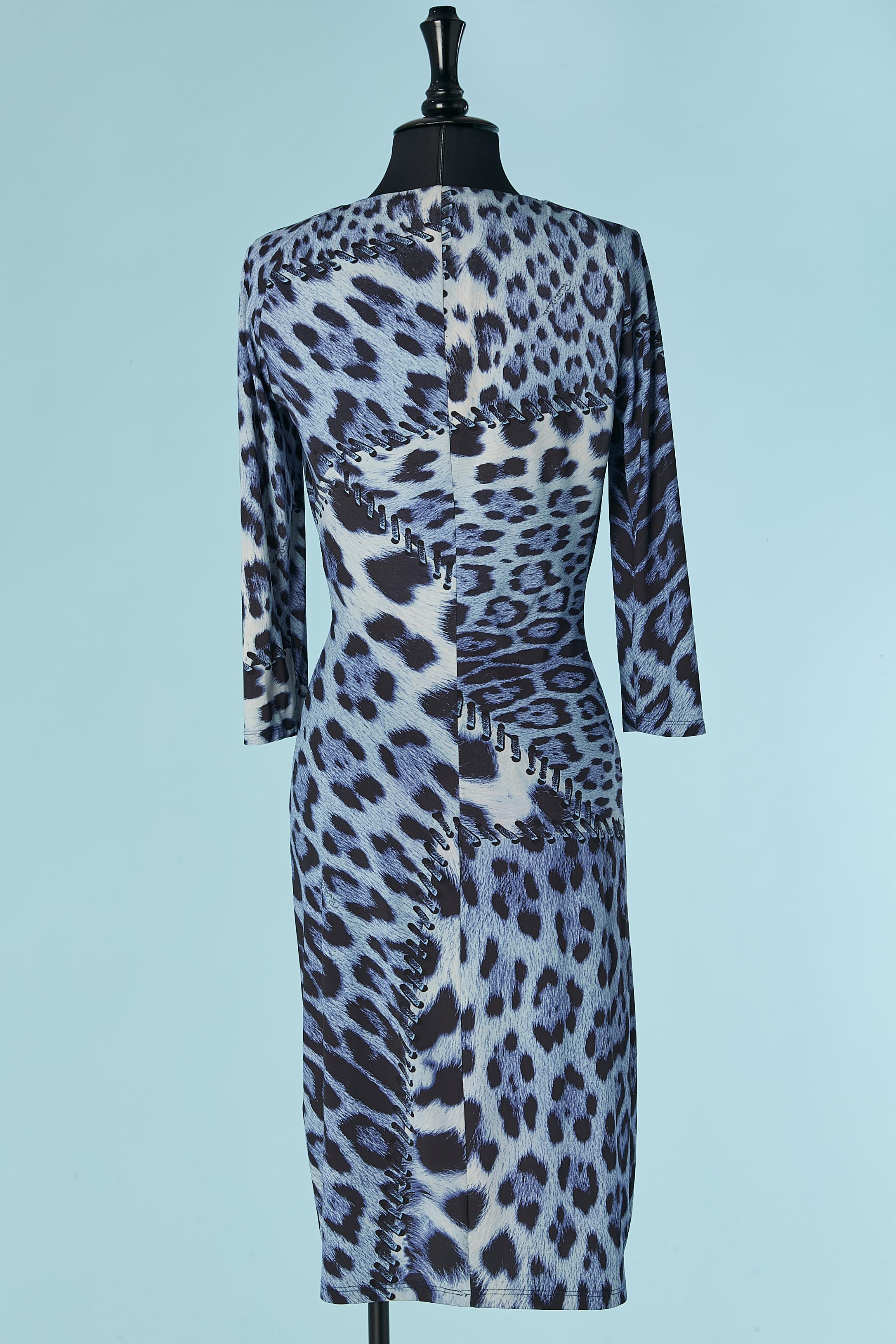 Women's Draped printed jersey dress with gold metal ring ROBERTO CAVALLI For Sale