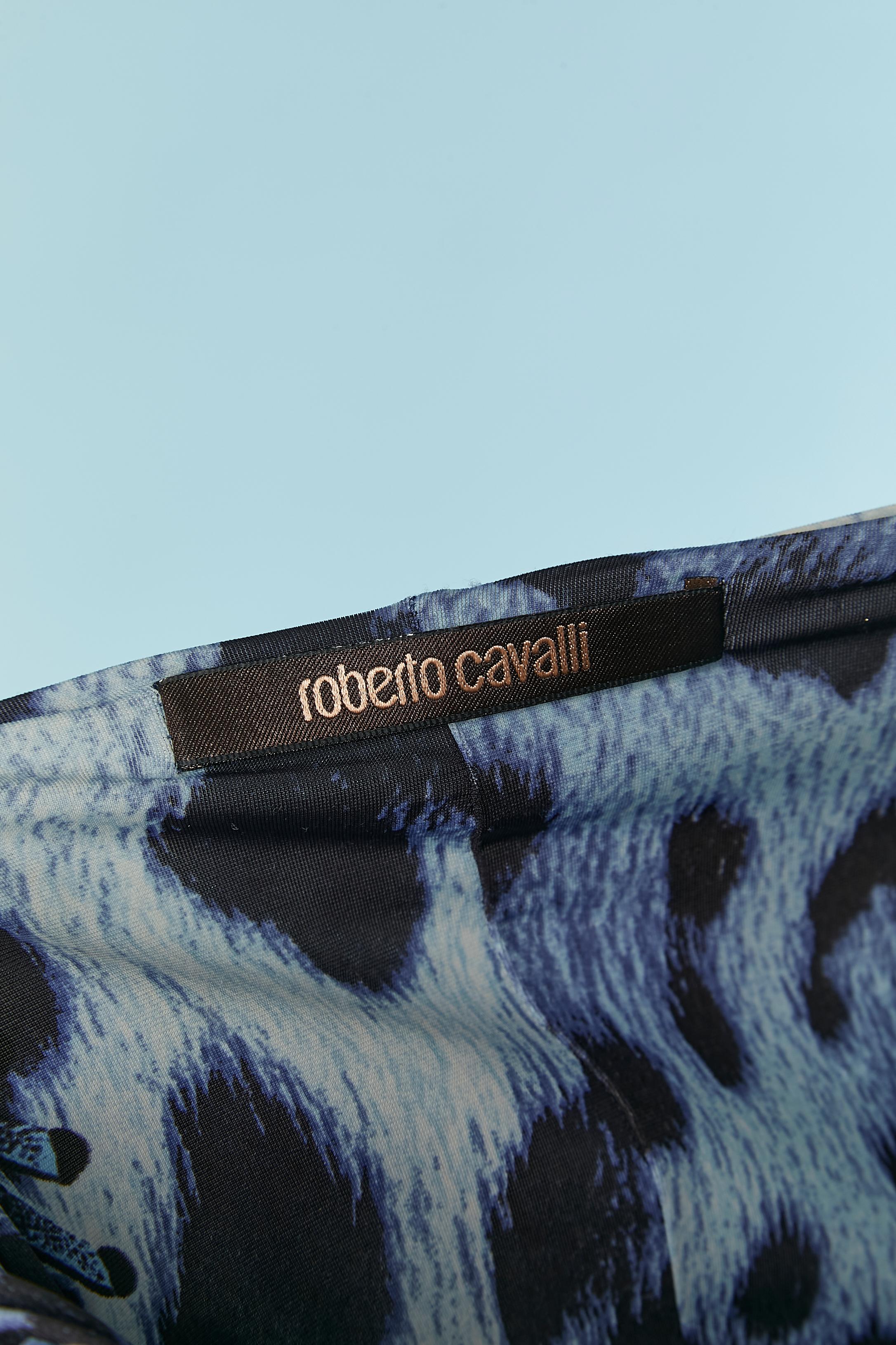 Draped printed jersey dress with gold metal ring ROBERTO CAVALLI For Sale 2