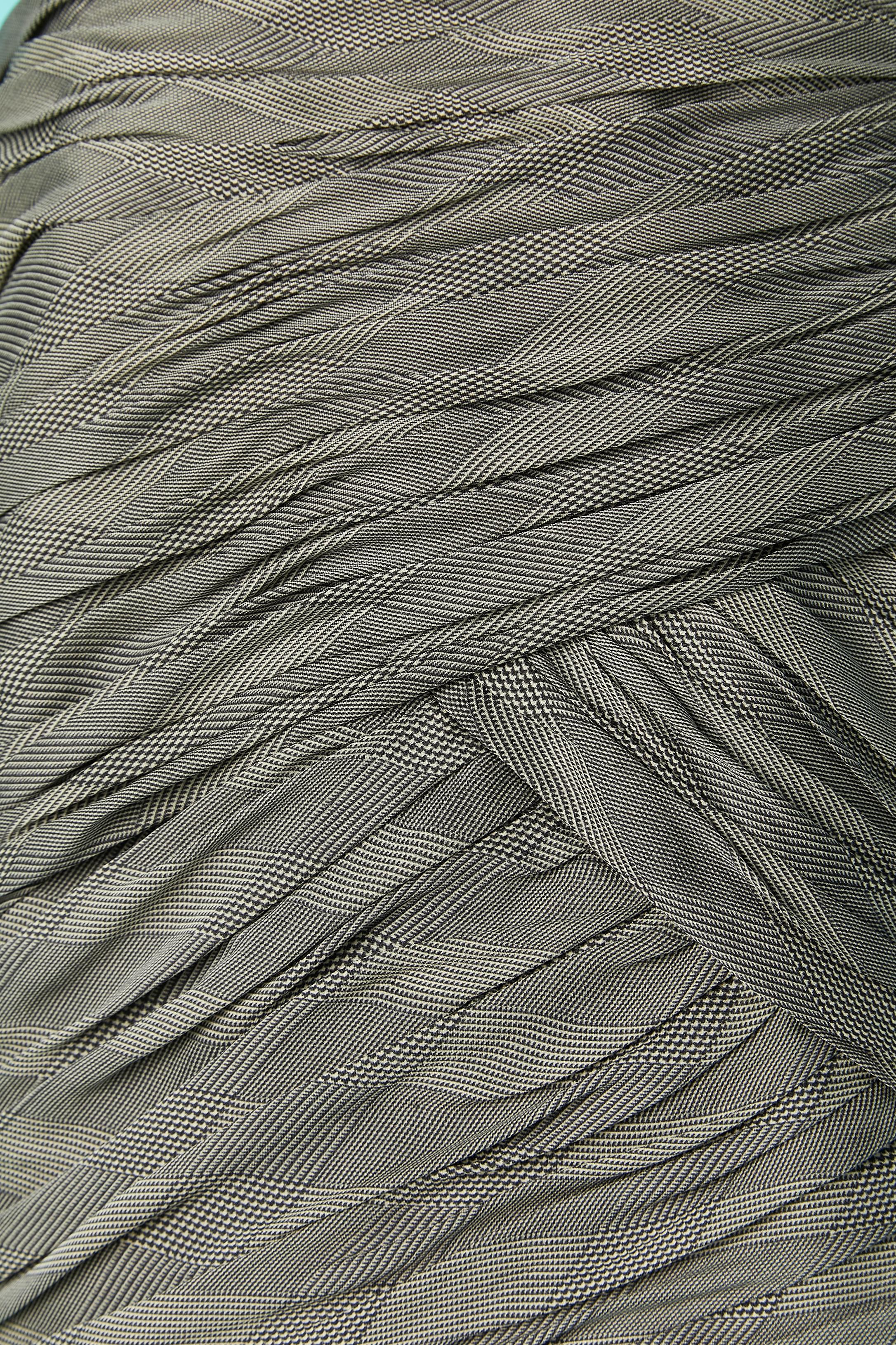 Drapiertes Bustierkleid aus Seide mit Prince of Wales-Muster Ungaro  (Grau) im Angebot